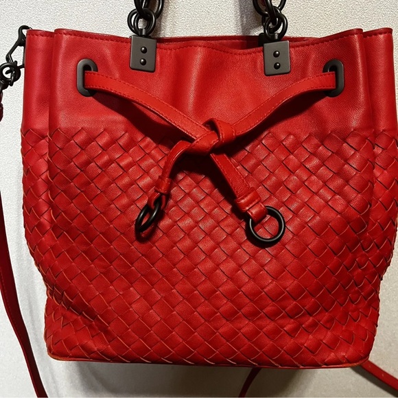 Bottega Veneta Intrecciato Red Orange Cross body bag - Picture 2 of 16